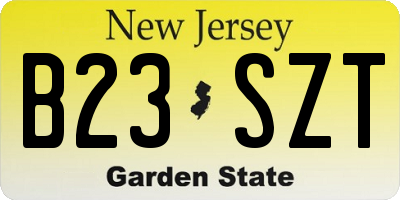 NJ license plate B23SZT