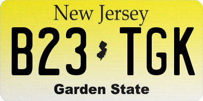 NJ license plate B23TGK