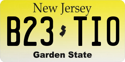 NJ license plate B23TIO