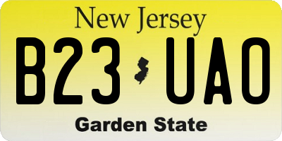 NJ license plate B23UAO