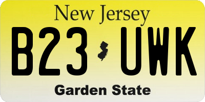 NJ license plate B23UWK