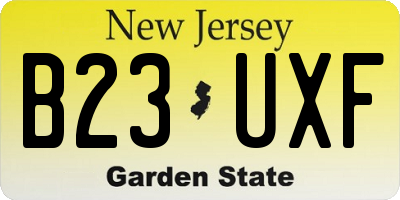 NJ license plate B23UXF