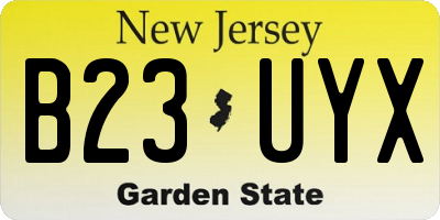 NJ license plate B23UYX