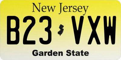 NJ license plate B23VXW