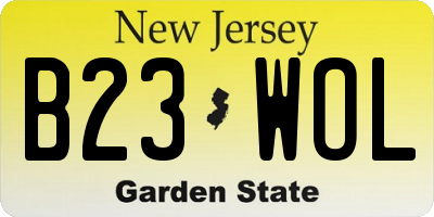 NJ license plate B23WOL