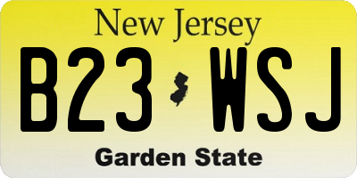 NJ license plate B23WSJ