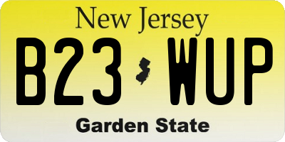 NJ license plate B23WUP