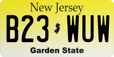 NJ license plate B23WUW