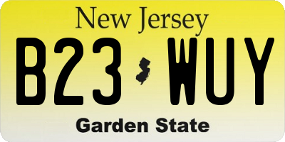 NJ license plate B23WUY