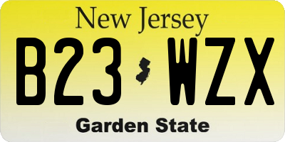NJ license plate B23WZX