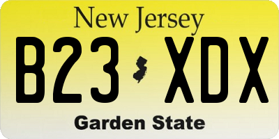 NJ license plate B23XDX