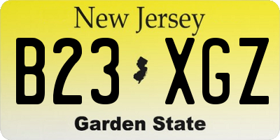 NJ license plate B23XGZ