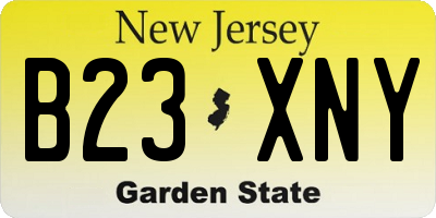 NJ license plate B23XNY