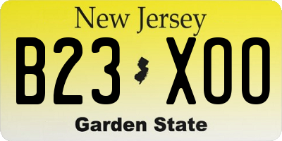 NJ license plate B23XOO