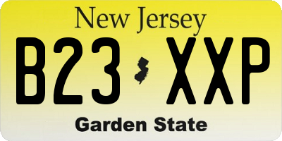 NJ license plate B23XXP