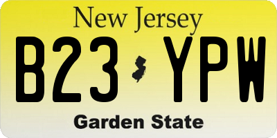 NJ license plate B23YPW
