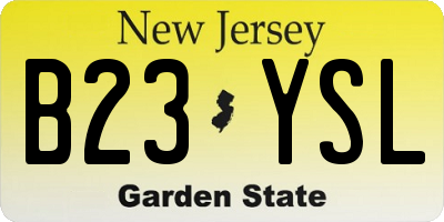 NJ license plate B23YSL