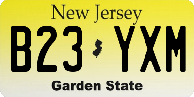 NJ license plate B23YXM