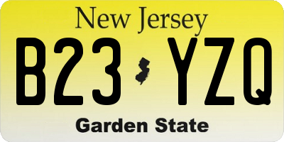 NJ license plate B23YZQ