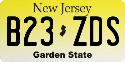 NJ license plate B23ZDS