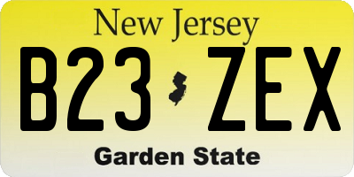 NJ license plate B23ZEX