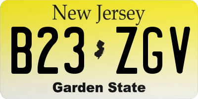 NJ license plate B23ZGV