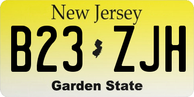 NJ license plate B23ZJH