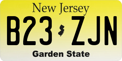 NJ license plate B23ZJN