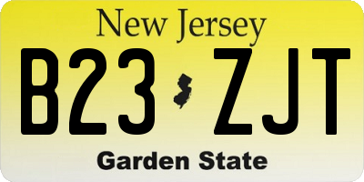 NJ license plate B23ZJT