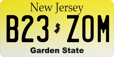 NJ license plate B23ZOM