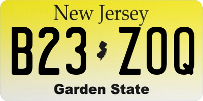 NJ license plate B23ZOQ
