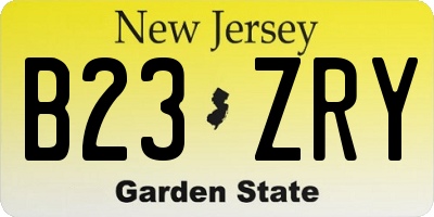 NJ license plate B23ZRY
