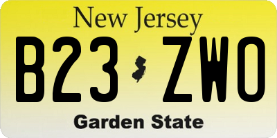NJ license plate B23ZWO