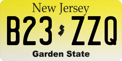 NJ license plate B23ZZQ