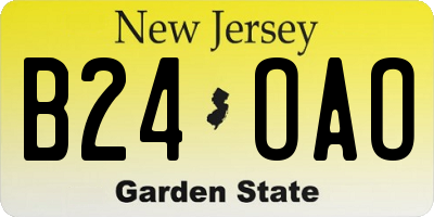 NJ license plate B24OAO