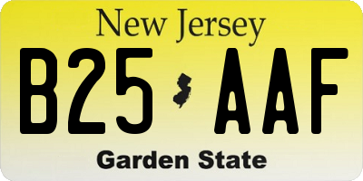 NJ license plate B25AAF