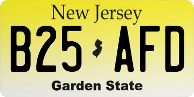 NJ license plate B25AFD