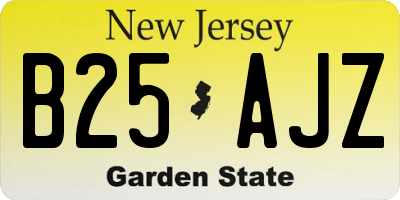 NJ license plate B25AJZ