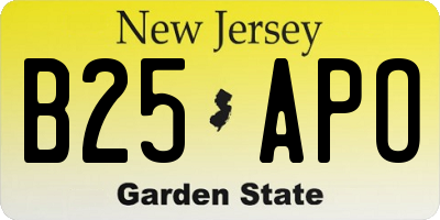 NJ license plate B25APO