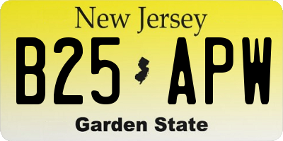NJ license plate B25APW