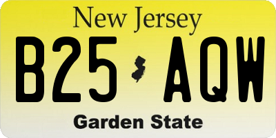 NJ license plate B25AQW