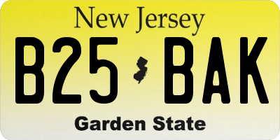 NJ license plate B25BAK