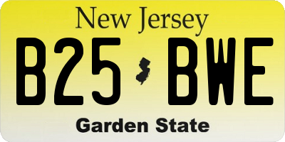 NJ license plate B25BWE