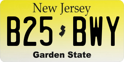 NJ license plate B25BWY