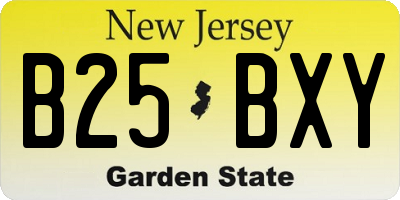 NJ license plate B25BXY