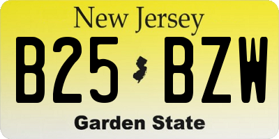 NJ license plate B25BZW