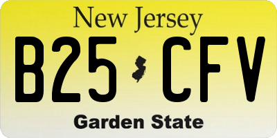 NJ license plate B25CFV