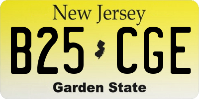 NJ license plate B25CGE