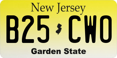 NJ license plate B25CWO