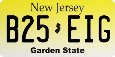 NJ license plate B25EIG